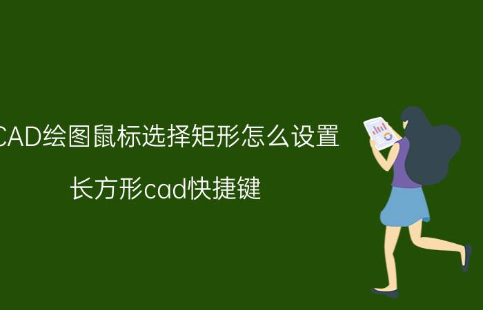 CAD绘图鼠标选择矩形怎么设置 长方形cad快捷键？